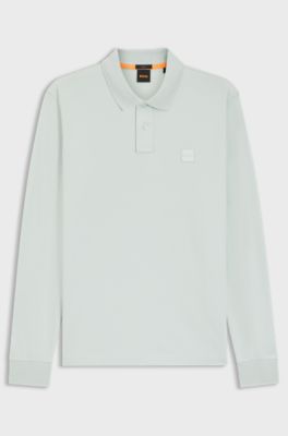 Slim-fit polo van stretchkatoen met logopatch, Lichtblauw