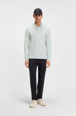 Slim-fit polo shirt in stretch-cotton piqu&eacute;, Light Blue