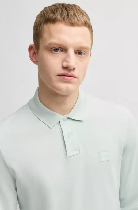 Stretch-cotton slim-fit polo shirt with logo patch
