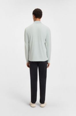 Slim-Fit Poloshirt aus elastischem Baumwoll-Piqu&eacute;, Hellblau