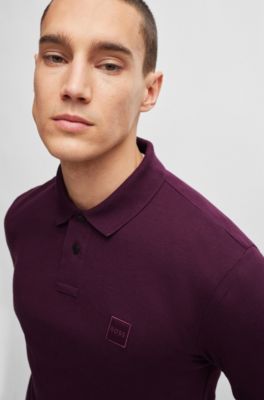 BOSS Polo Slim en coton stretch à patch logo