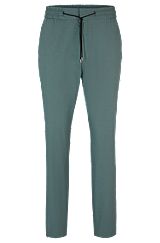 Performance-stretch cotton trousers with drawcord waist, Dark Green