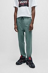 Performance-stretch cotton trousers with drawcord waist, Dark Green