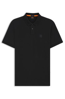 Stretch-cotton slim-fit polo shirt with logo patch