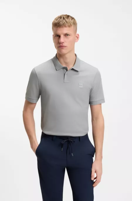 Slim-Fit Polohemd aus Stretch-Baumwolle mit Logo-Aufnäher
