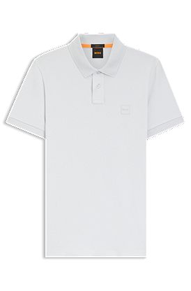 Stretch-cotton slim-fit polo shirt with logo patch