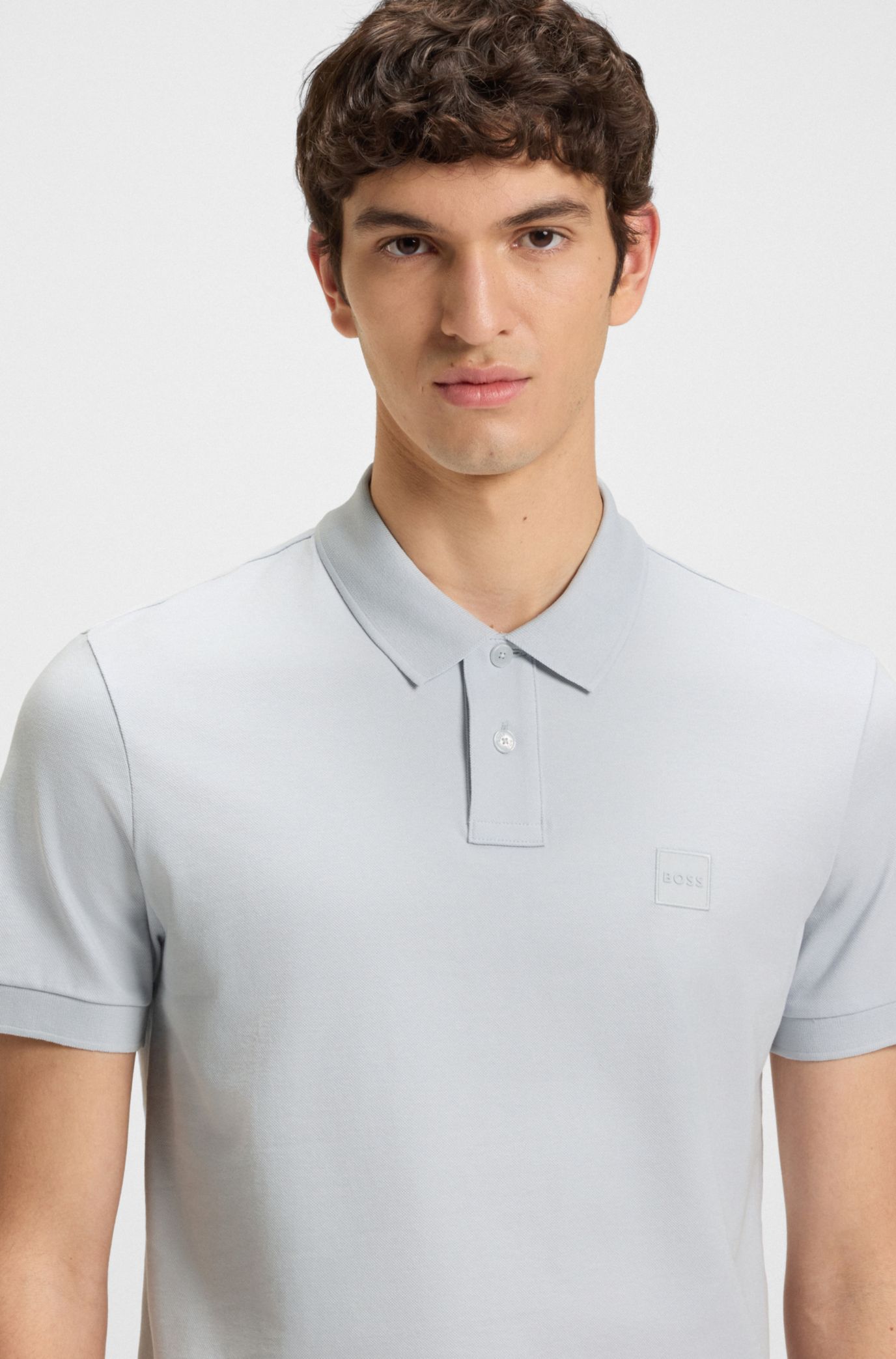 BOSS HUGO BOSS ポロシャツ サイズL ゴルフ グレー BOSS - スリムフィット ストレッチコットン ポロシャツ