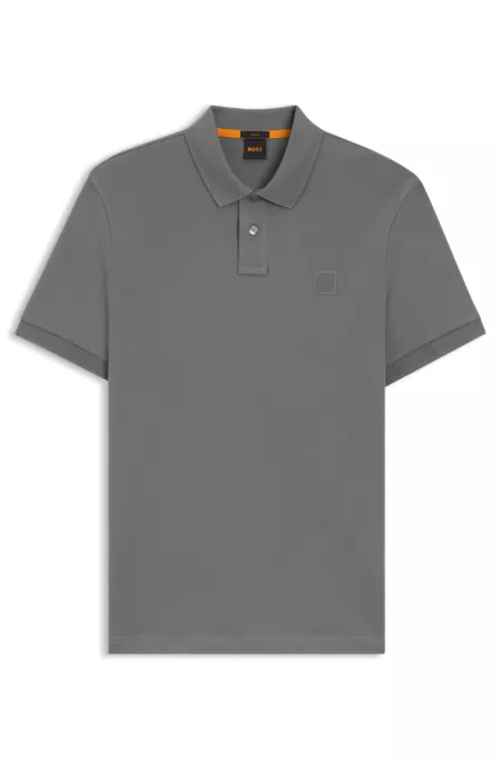 Stretch-cotton slim-fit polo shirt with logo patch