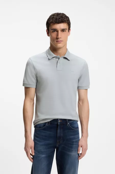 Polo Slim en coton stretch à patch logo