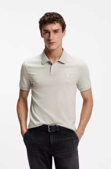 Polo Slim en coton stretch à patch logo