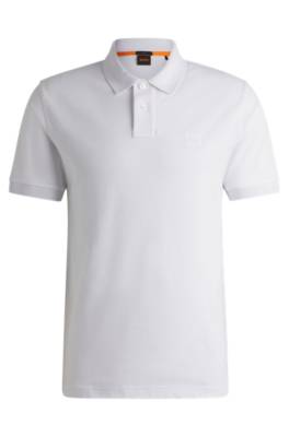 Hugo Boss Stretch-cotton Slim-fit Polo Shirt With Logo Patch In White