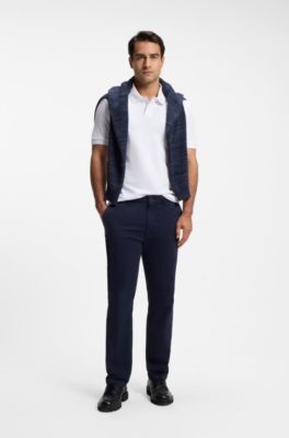 Slim-fit poloshirt i bomuld med str&aelig;k og logom&aelig;rke, Hvid