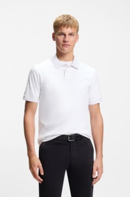 Slim-Fit Polohemd aus Stretch-Baumwolle mit Logo-Aufn&auml;her, Wei&szlig;