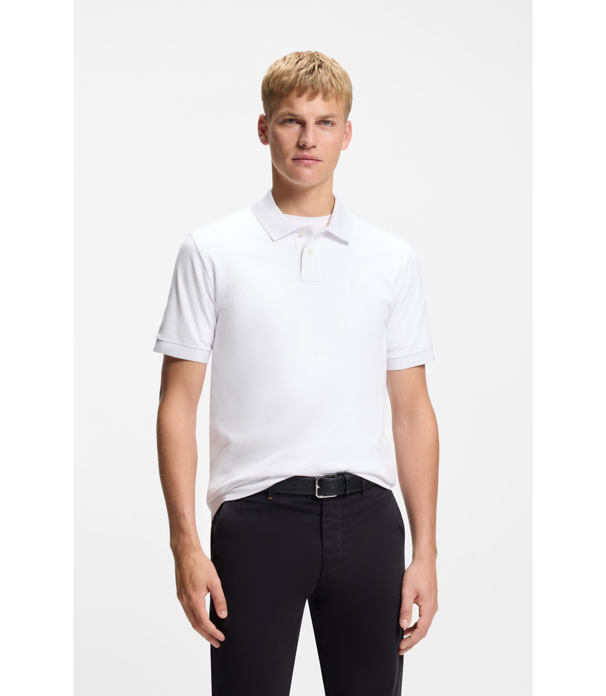 Slim-Fit Poloshirt aus Stretch-Baumwolle mit Logo-Aufnäher