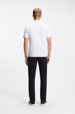 Slim-Fit Polohemd aus Stretch-Baumwolle mit Logo-Aufn&auml;her, Wei&szlig;