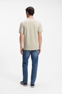 Boss Stretch-cotton slim-fit polo shirt with logo patch pikéer herr – bild 3