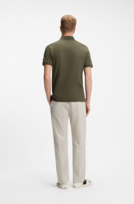 Slim fit polotröja i bomull med stretch och logotypapplikation 4