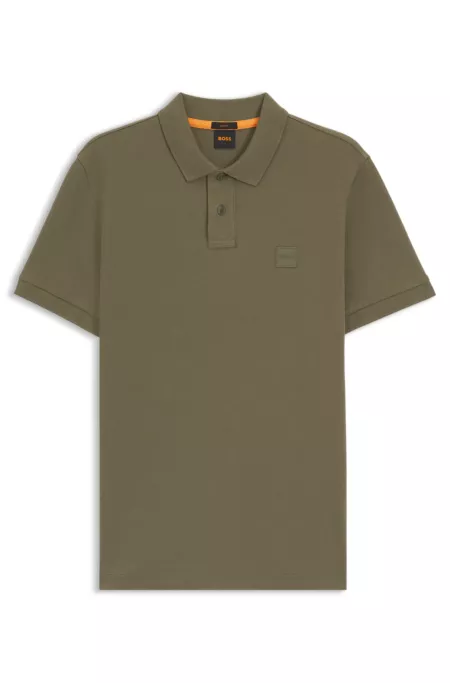 Polo Slim en coton stretch à patch logo