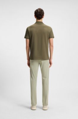 Slim-Fit Poloshirt aus Stretch-Baumwolle mit Logo-Aufn&auml;her, Olive
