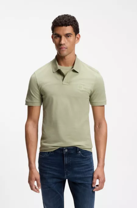 Polo Slim en coton stretch à patch logo
