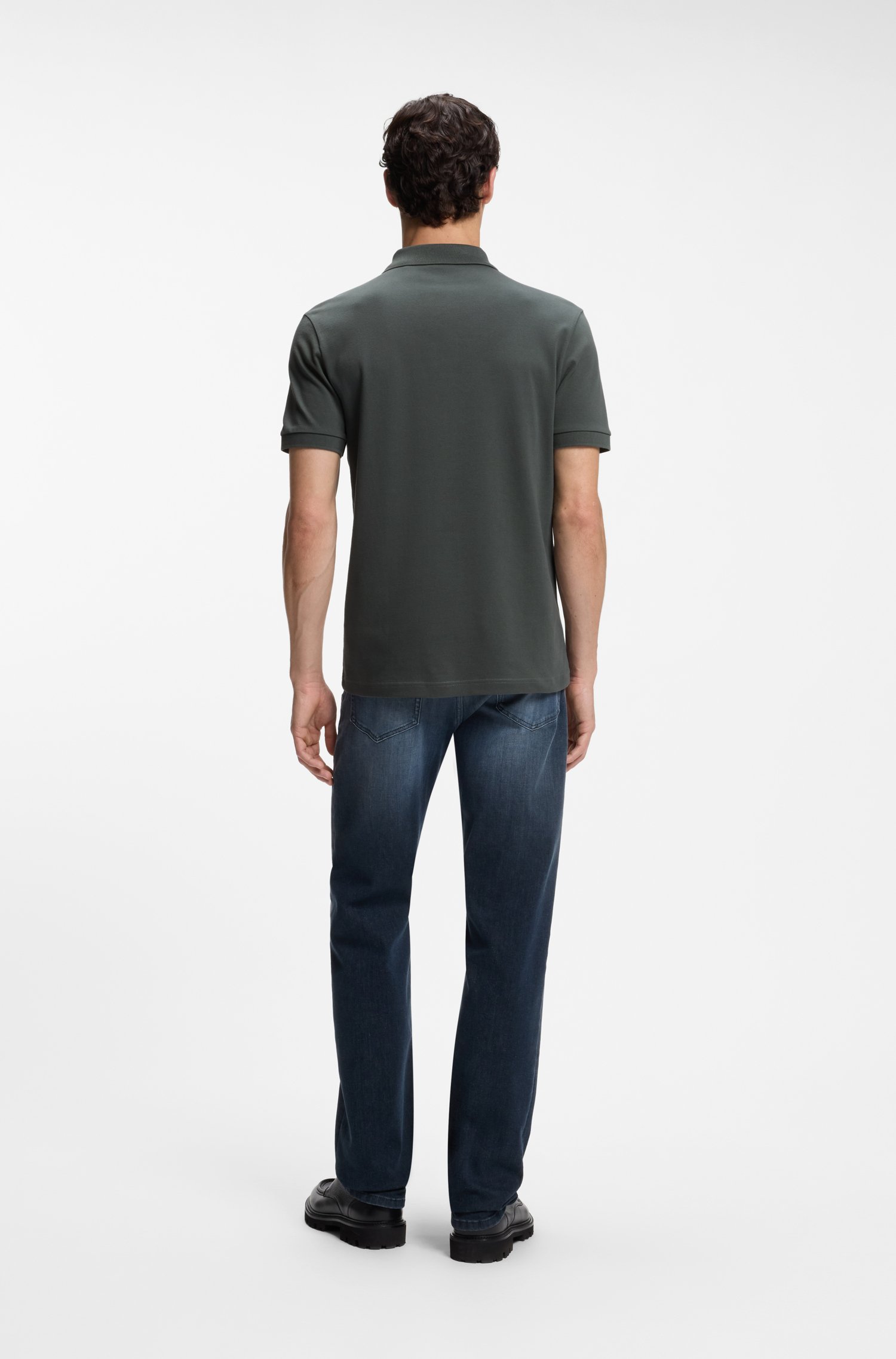 Boss Stretch-cotton slim-fit polo shirt with logo patch pikéer herr – bild 3