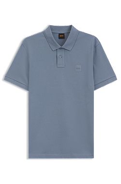 Stretch-cotton slim-fit polo shirt with logo patch