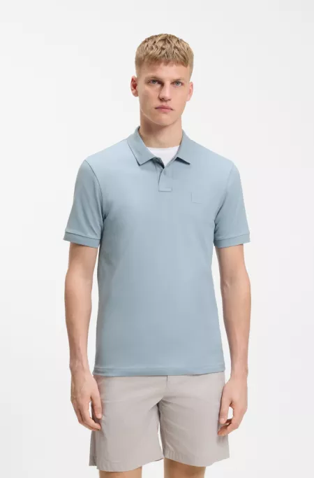 Stretch-cotton slim-fit polo shirt with logo patch