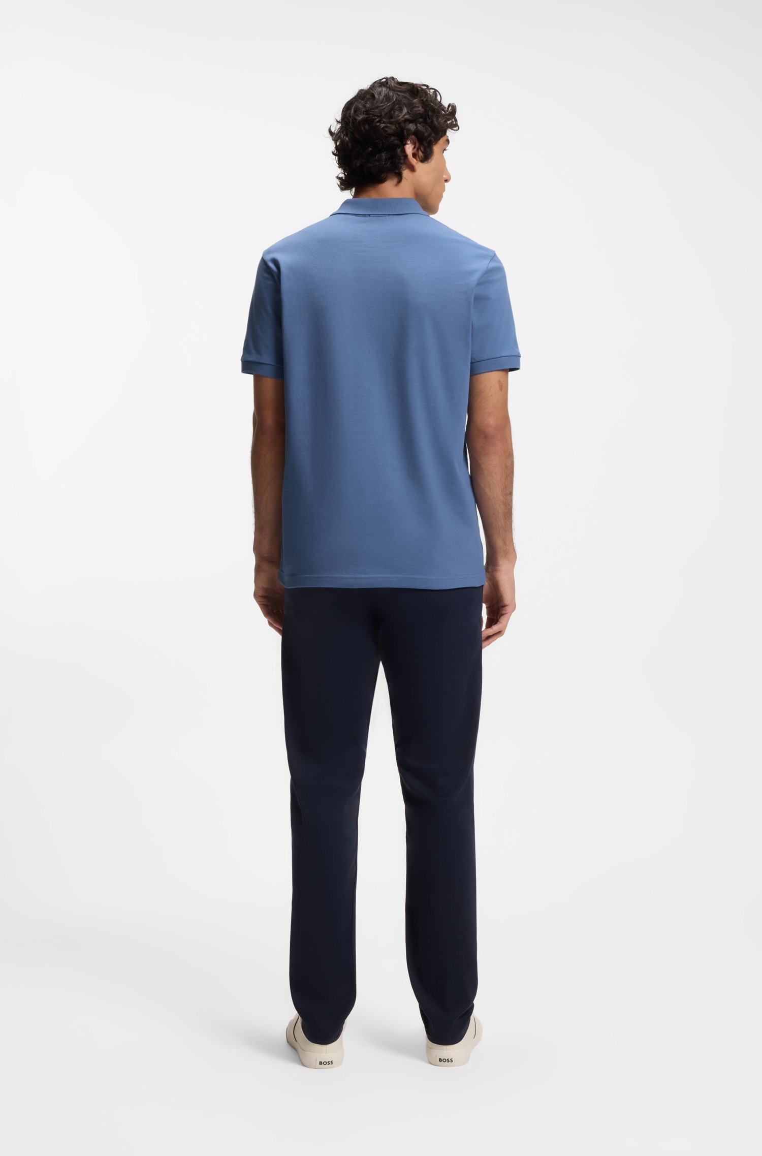 Boss Stretch-cotton slim-fit polo shirt with logo patch pikéer herr – bild 3
