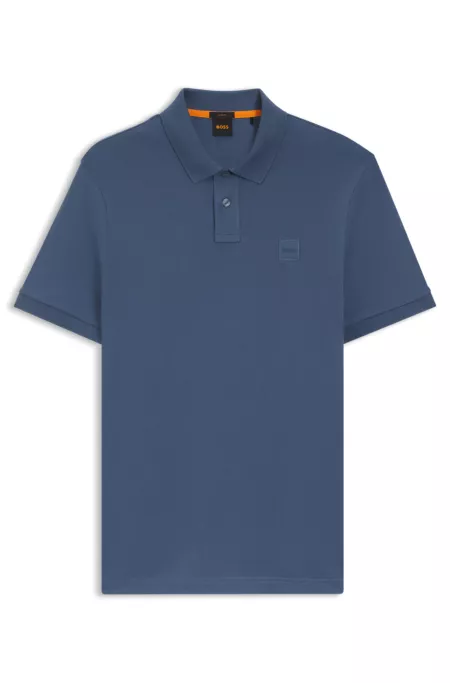 Stretch-cotton slim-fit polo shirt with logo patch
