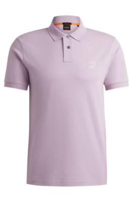 Hugo Boss Stretch-cotton Slim-fit Polo Shirt With Logo Patch In Purple