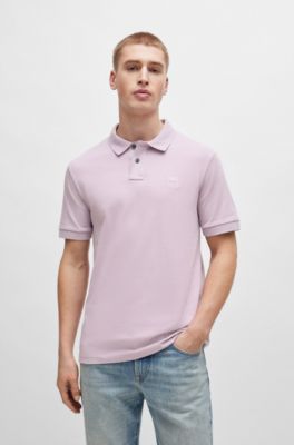 BOSS - Stretch-cotton slim-fit polo shirt with logo patch
