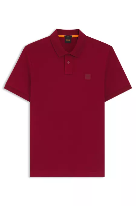 Slim-fit stretch-cotton polo shirt with logo patch