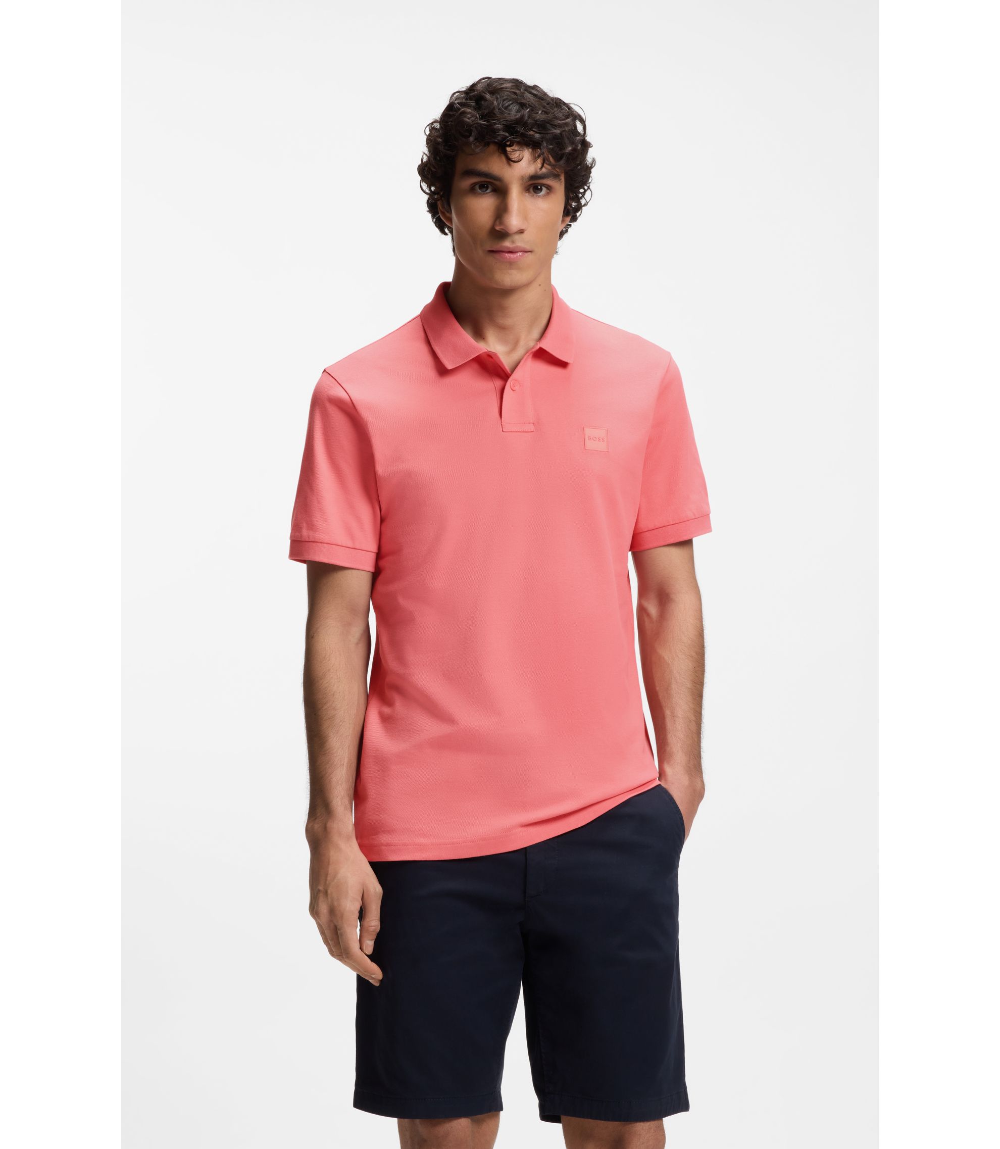 Slim-Fit Poloshirt aus Stretch-Baumwolle mit Logo-Aufnäher