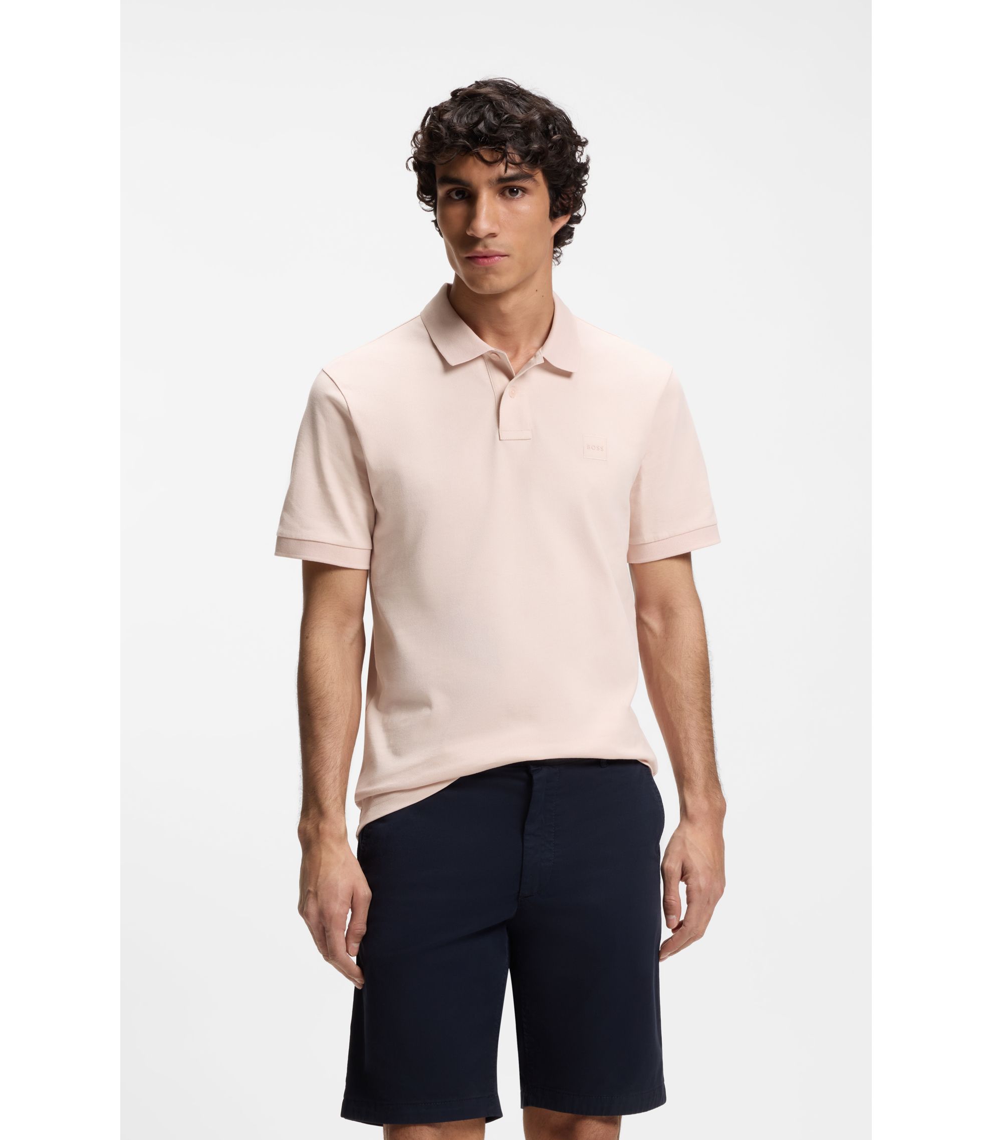 Slim-Fit Poloshirt aus Stretch-Baumwolle mit Logo-Aufnäher