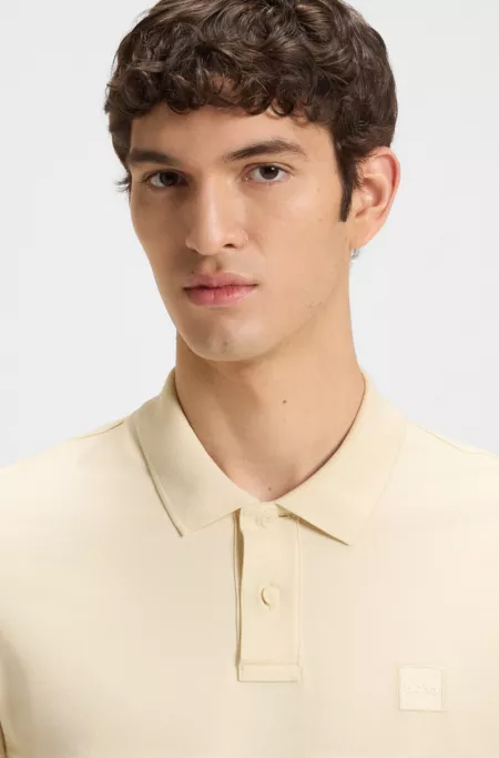 Slim-fit stretch-cotton polo shirt with logo patch