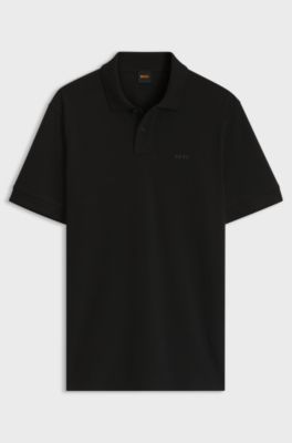 Knit polo shirt in cotton, Black