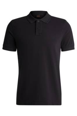 Hugo Boss Cotton-piqué Polo Shirt With Logo Print In Brown