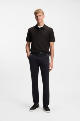 Cotton-piqu&eacute; polo shirt with logo detail, Black