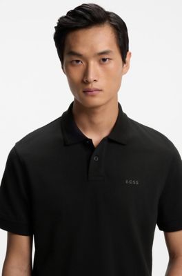 Knit polo shirt in cotton, Black