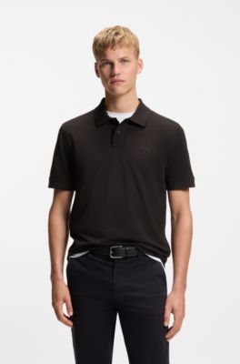 Polo en piqu&eacute; de coton avec logo, Noir