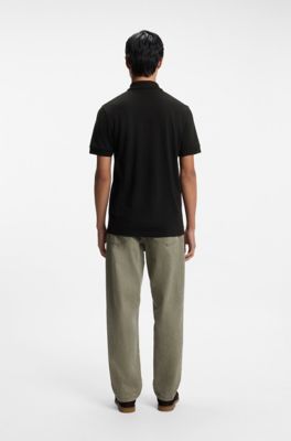 Knit polo shirt in cotton, Black