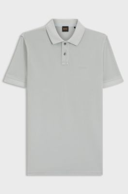 Polo en piqu&eacute; de coton avec logo, Gris chin&eacute;