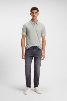 Polo en piqu&eacute; de coton avec logo, Gris chin&eacute;