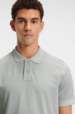 Cotton-piqu&eacute; polo shirt with logo detail, Light Grey