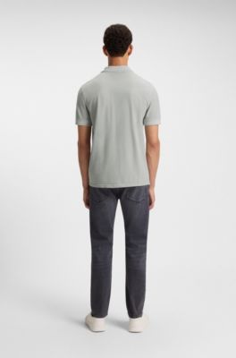 Cotton-piqu&eacute; polo shirt with logo detail, Light Grey