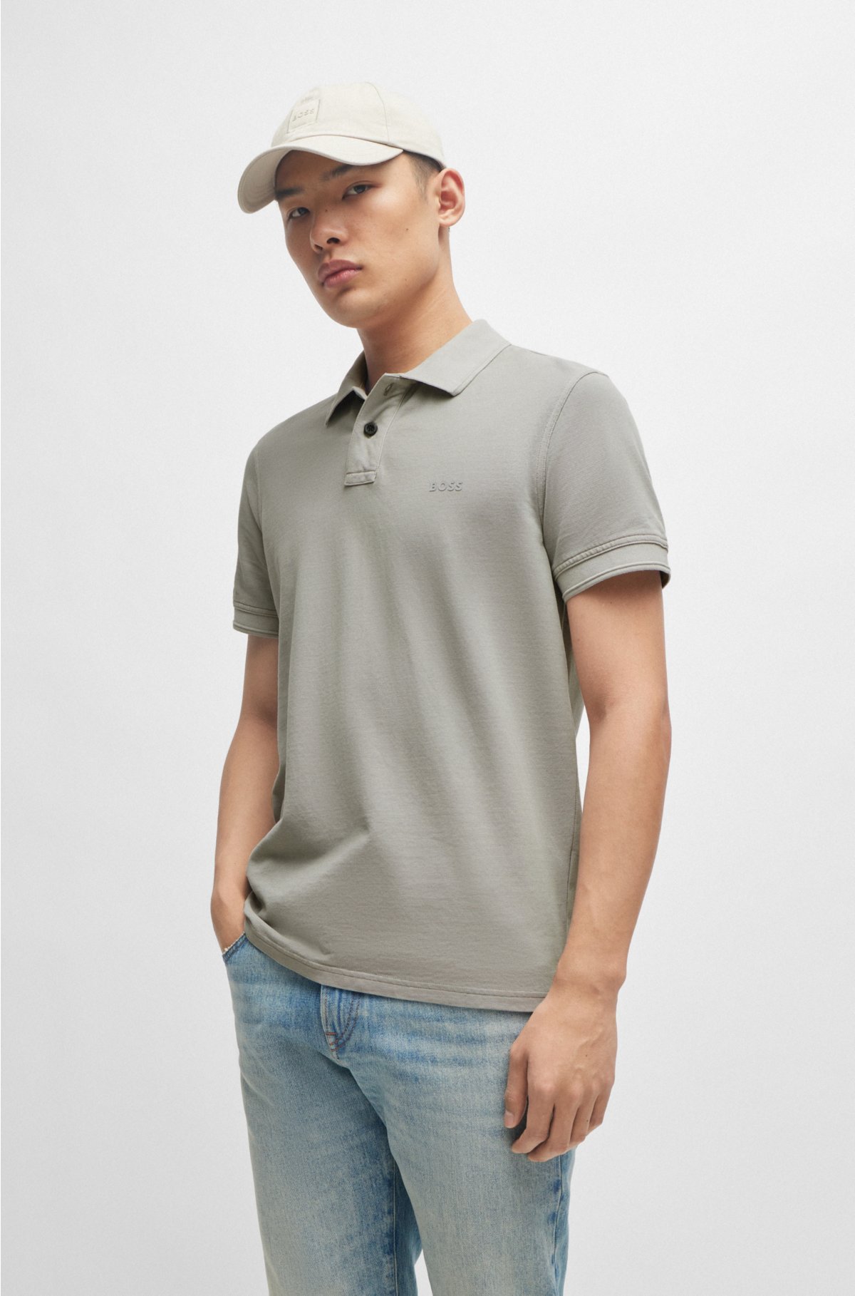 BOSS - Cotton-piqué polo shirt with logo print