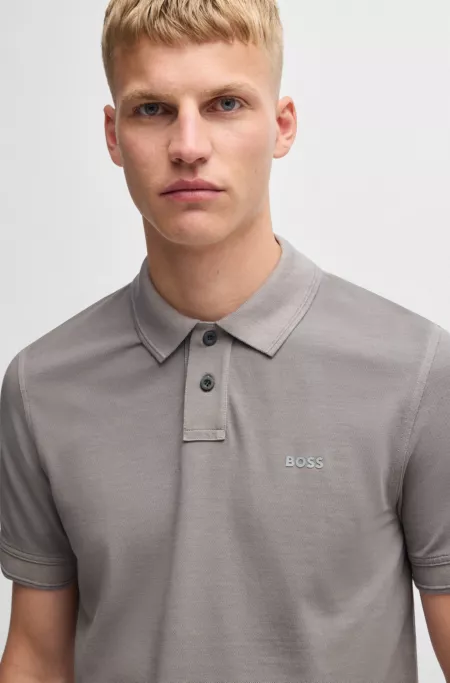 Cotton-piqué polo shirt with logo print