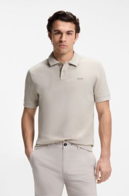 Polo in piqu&eacute; di cotone con logo, Grigio chiaro
