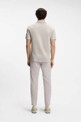 Cotton-piqu&eacute; polo shirt with logo detail, Light Grey