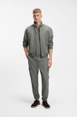 Cotton-piqu&eacute; polo shirt with logo detail, Grey